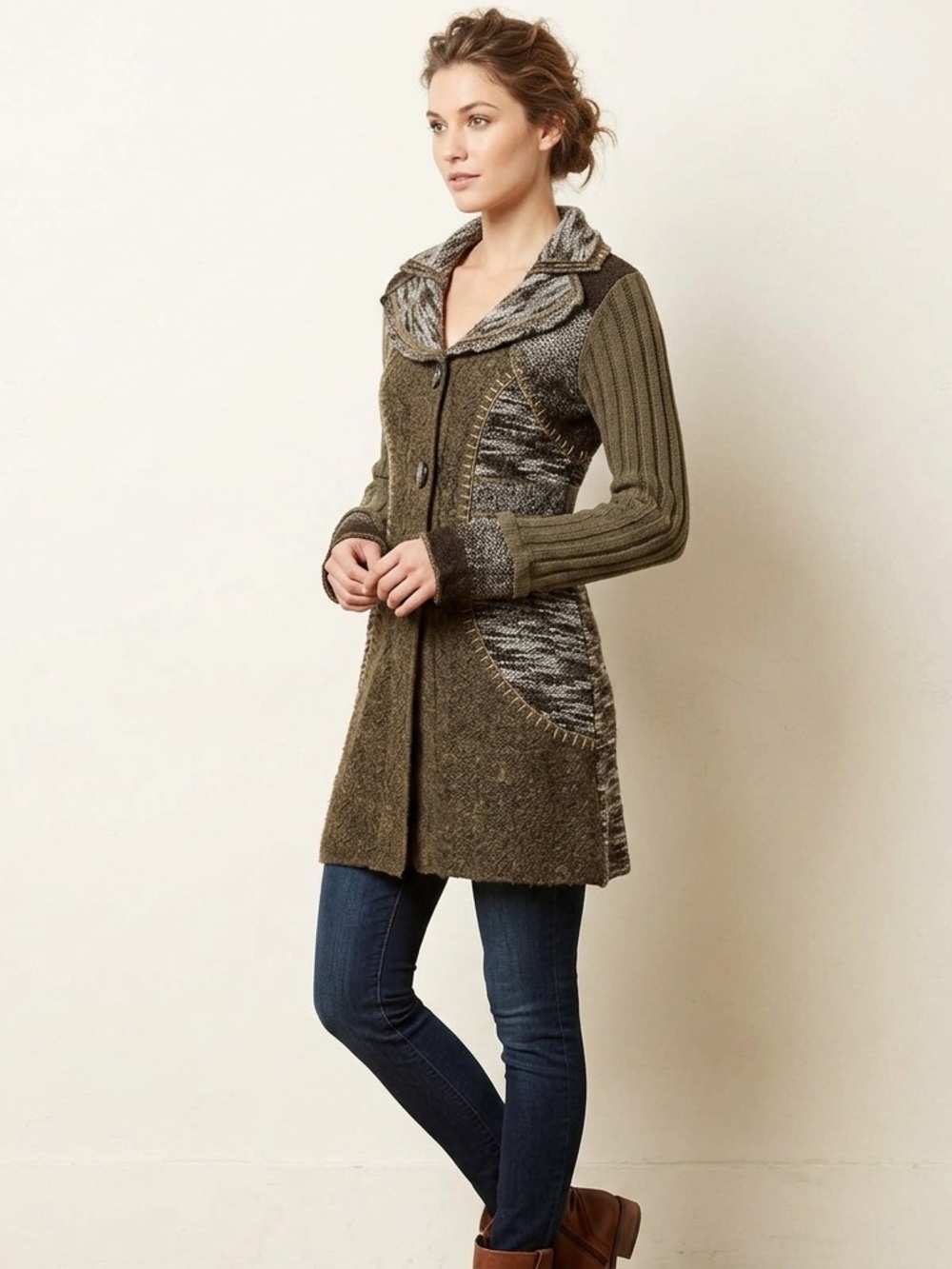 sioni - Wool Blend Button Front Cardigan​​